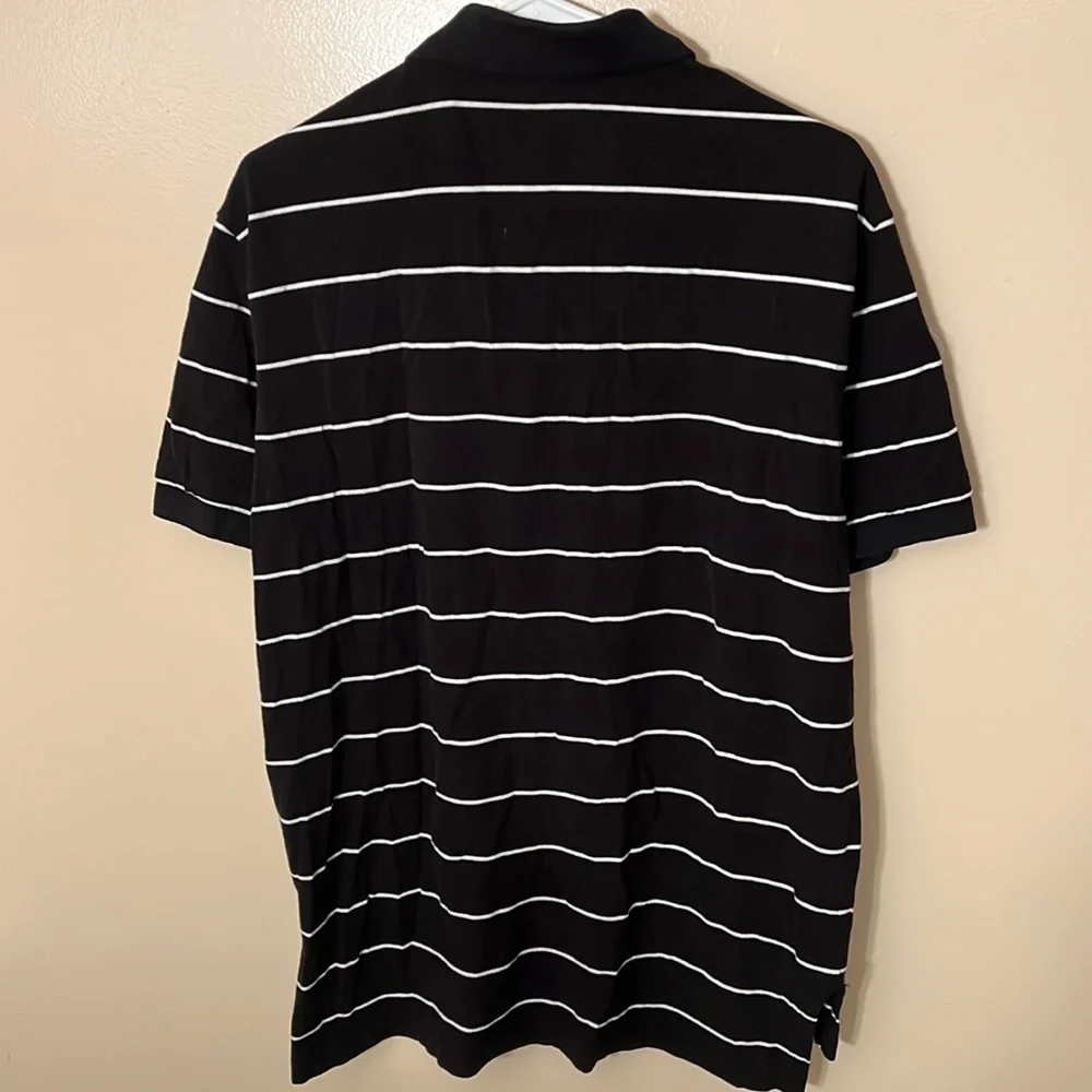 Polo Ralph Lauren Mens Black/White Striped Polo Sz L